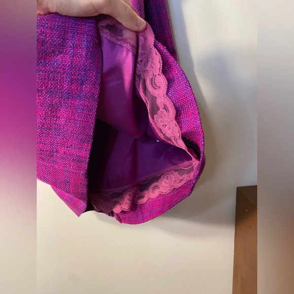 TRINA TURK||  Silk FUCHSIA STRAPLESS TWEED Mini  DRESS, Holiday dress! - Picture 4 of 7